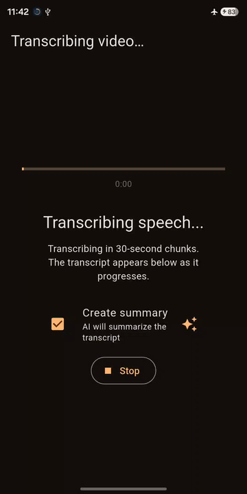 Demo: import a video and transcribe it