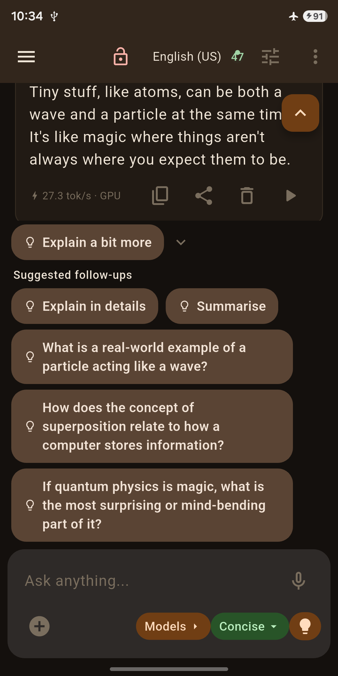 Kenosis AI chat running in airplane mode